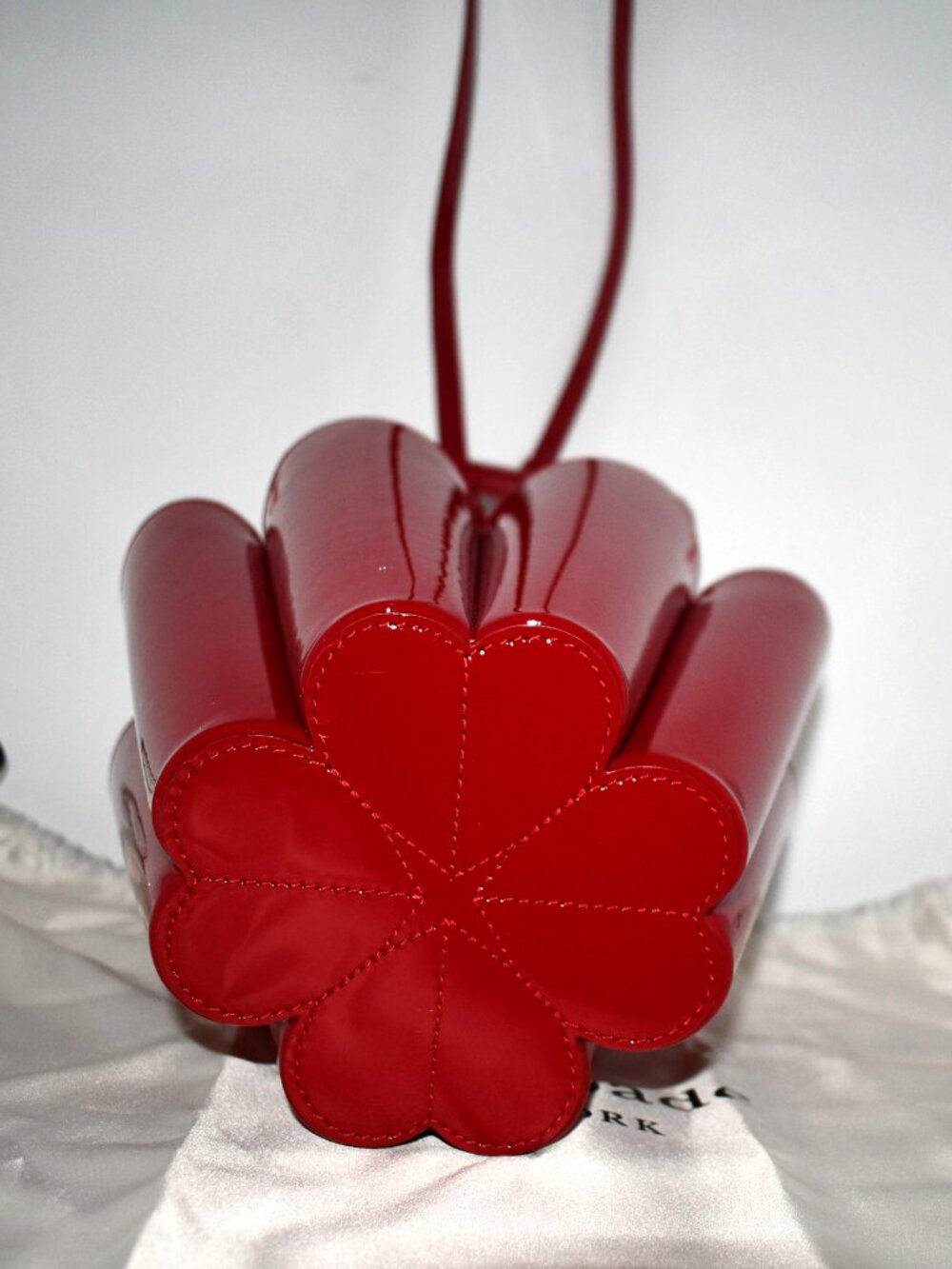 Kate Spade the Spade Patent Leather Bucket Bag in Dark Scarlet #KN302 NWT - Picture 8 of 9